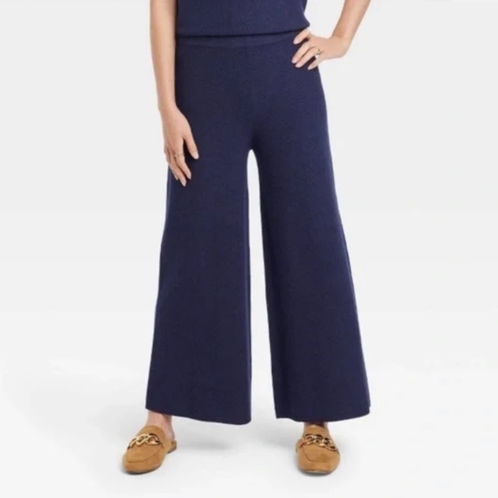 A New Day Women's Plus Size High-Rise Ribbed Sweater Wide Leg Pants